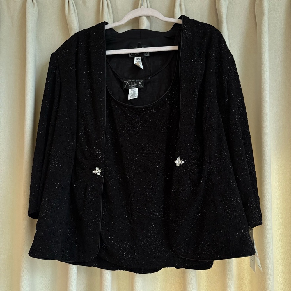 Alex Evenings Black Sparkle Two-Piece Jacket Set